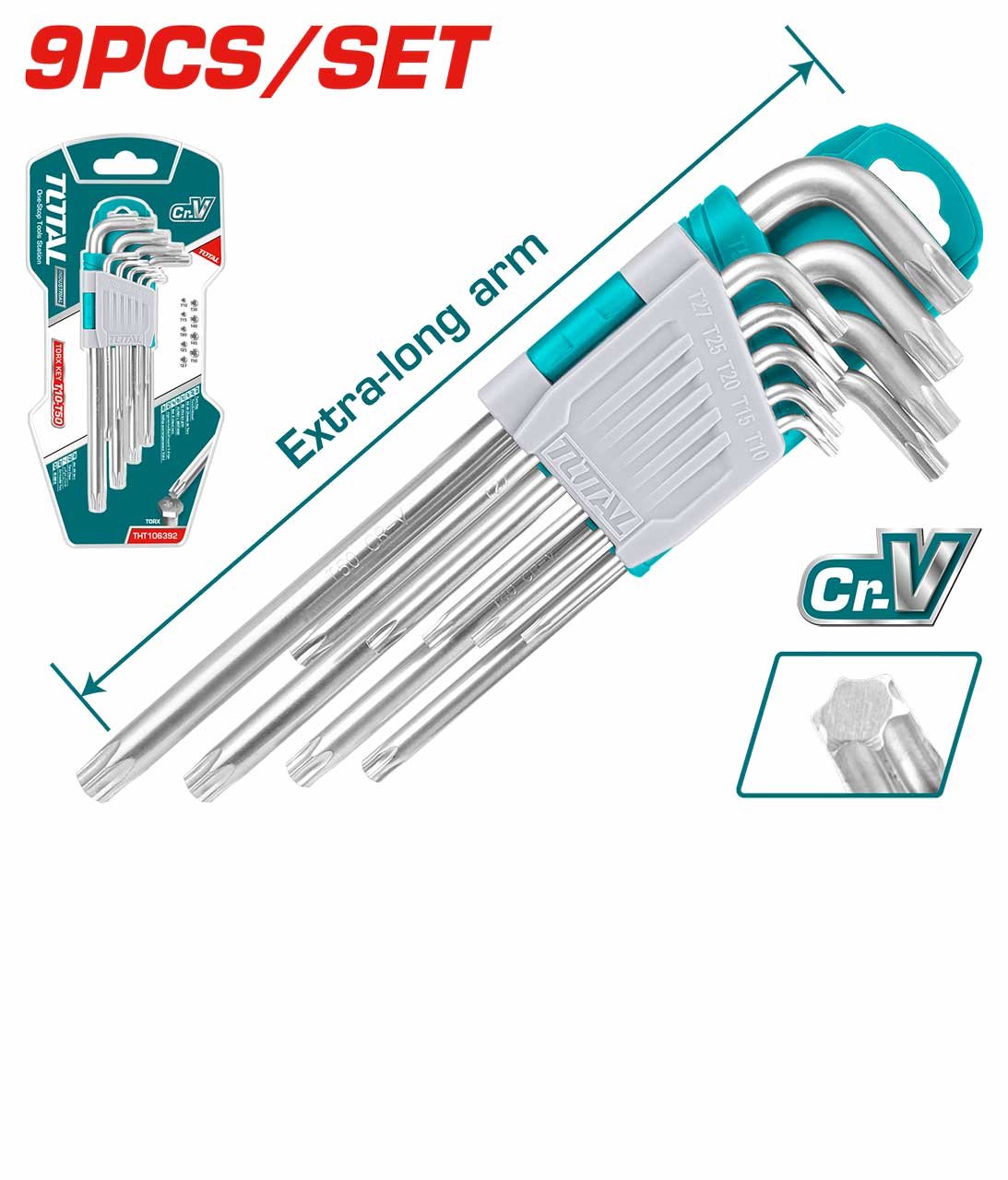 mo-let-total-tht101066-3-2 9 Pièces Clé Torx Bras Extra long