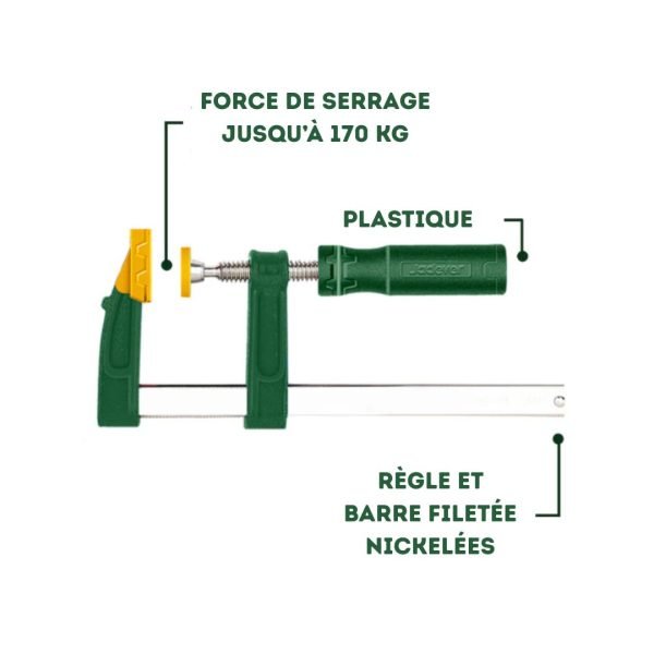 Pince en F 120×500mm avec poignée en plastique JDCP2123