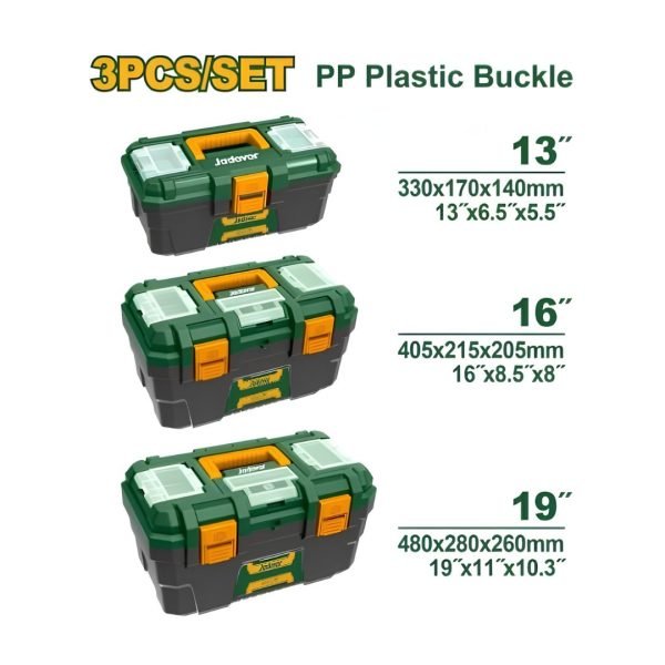 Set de 3 Boîtes à Outils en Plastique 13″ 16″ 19″ JDTB2103