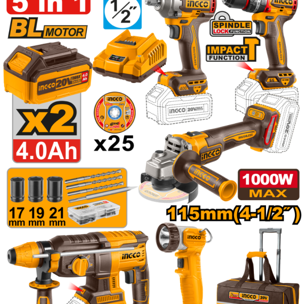 Pack Valise de 5 Machines 20V