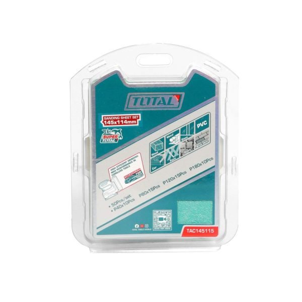 Set de feuilles abrasives TOTAL 145×114 mm – 50 pièces TAC145115