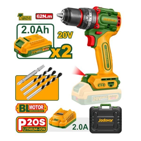 Perceuse à percussion Brushless 20V 2bat JDCDP6281